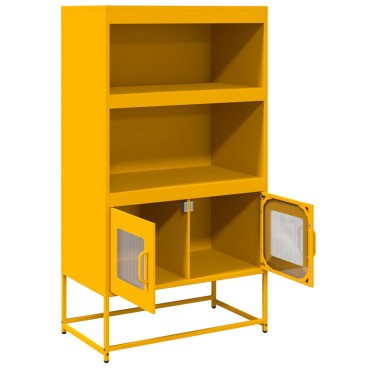 vidaXL Highboard Μουστάρδα κίτρινη 68x39x123cm Χάλυβας 1 τεμ.