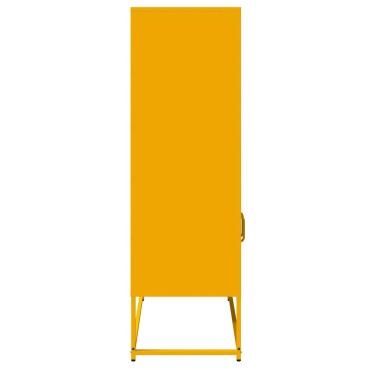 vidaXL Highboard Μουστάρδα κίτρινη 68x39x123cm Χάλυβας 1 τεμ.