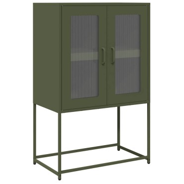 vidaXL Highboard Ελαιοπράσινο 68x39x107cm Ατσάλι 1 τεμ.