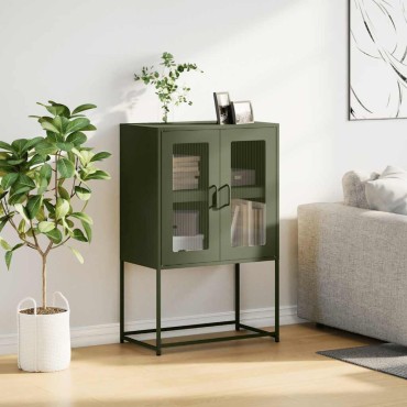 vidaXL Highboard Ελαιοπράσινο 68x39x107cm Ατσάλι 1 τεμ.