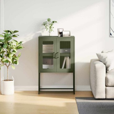 vidaXL Highboard Ελαιοπράσινο 68x39x107cm Ατσάλι 1 τεμ.