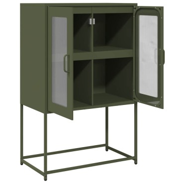 vidaXL Highboard Ελαιοπράσινο 68x39x107cm Ατσάλι 1 τεμ.