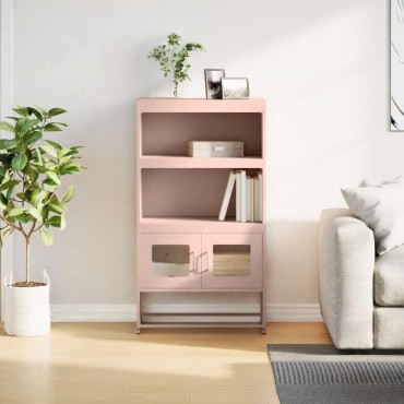 vidaXL Highboard Ροζ 68x39x123cm Ατσάλι 1 τεμ.