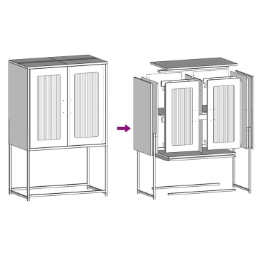vidaXL Highboard Μαύρο 68x39x107cm Ατσάλι 1 τεμ.