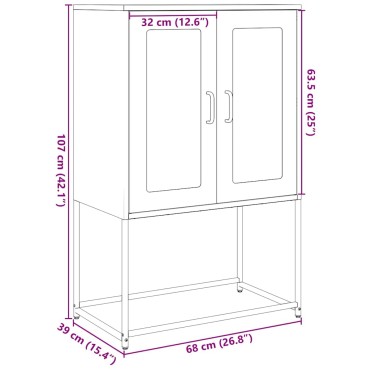 vidaXL Highboard Μαύρο 68x39x107cm Ατσάλι 1 τεμ.