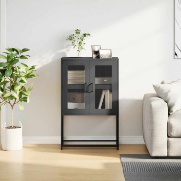 vidaXL Highboard Μαύρο 68x39x107cm Ατσάλι 1 τεμ.