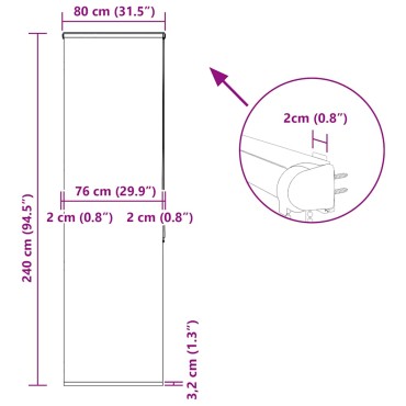 vidaXL Κουρτίνα Μπάνιου Ρολό κασέτα 80x240 εκ. Πλάτος υφάσματος 76 εκ.