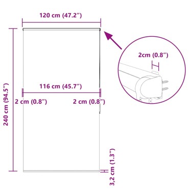 vidaXL Κουρτίνα Μπάνιου Ρολό κασέτα 120x240εκ. Πλάτος υφάσματος 116εκ.