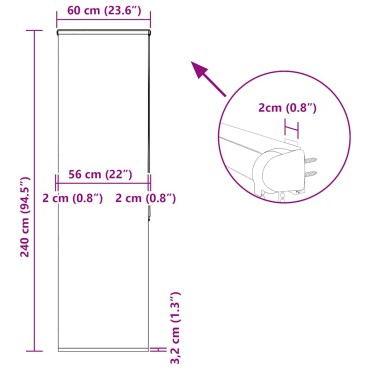 vidaXL Κουρτίνα Μπάνιου Ρολό κασέτα 60x240εκ. Πλάτος υφάσματος 56εκ.