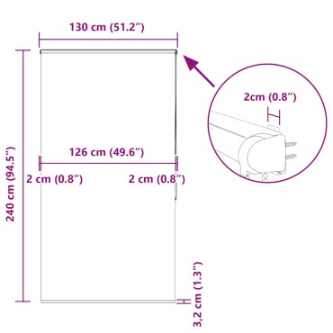 vidaXL Κουρτίνα Μπάνιου Ρολό κασέτα 130x240εκ. Πλάτος υφάσματος 126εκ.