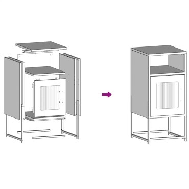 vidaXL Κομοδίνο λευκό 36x39x78cm από χάλυβα ψυχρής έλασης 1 τεμ.