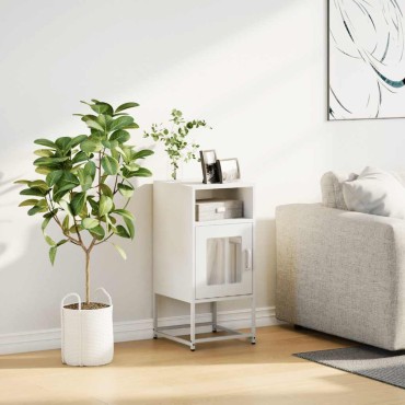 vidaXL Κομοδίνο λευκό 36x39x78cm από χάλυβα ψυχρής έλασης 1 τεμ.