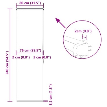 vidaXL Κουρτίνα Μπάνιου Ρολό κασέτα 80x240 εκ. Πλάτος υφάσματος 76 εκ.