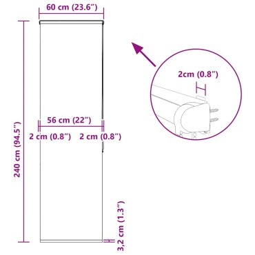 vidaXL Κουρτίνα Μπάνιου Ρολό κασέτα 60x240εκ. Πλάτος υφάσματος 56εκ.
