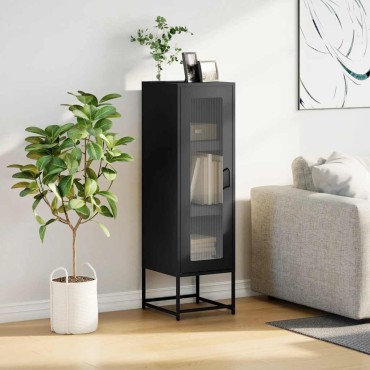 vidaXL Highboard Μαύρο 36x39x123cm από χάλυβα ψυχρής έλασης 1 τεμ.