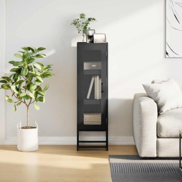 vidaXL Highboard Μαύρο 36x39x123cm από χάλυβα ψυχρής έλασης 1 τεμ.