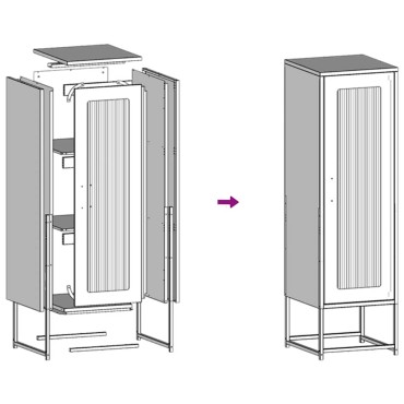 vidaXL Highboard Ανθρακί 36x39x123cm Ατσάλι ψυχρής έλασης 1 τεμ.
