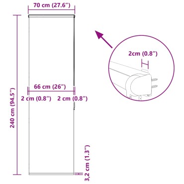 vidaXL Κουρτίνα Μπάνιου Ρολό κασέτα 70x240εκ. Πλάτος υφάσματος 66εκ.