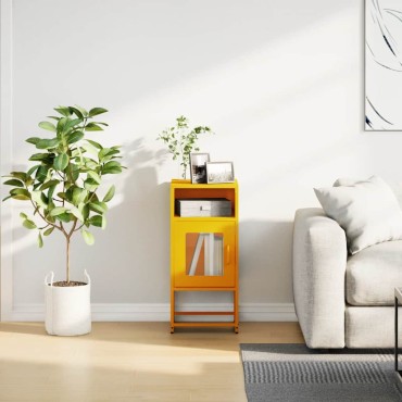 vidaXL Κομοδίνο ντουλάπι μουστάρδας κίτρινο 36x39x78cm 1 τεμ.