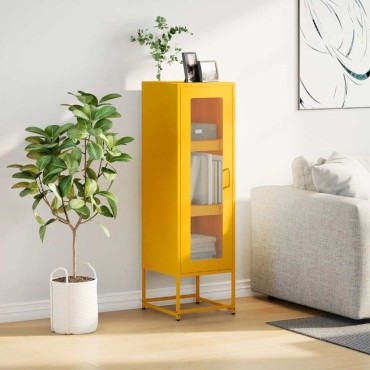 vidaXL Highboard Μουστάρδα κίτρινη 36x39x123cm χάλυβα ψυχρής έλασης 1 τεμ.