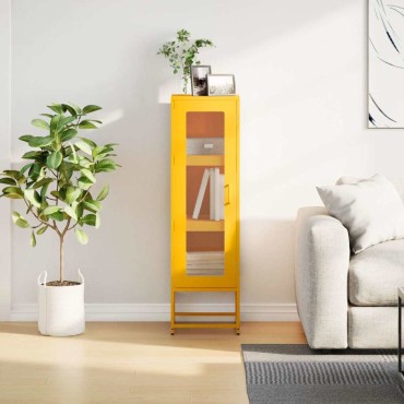 vidaXL Highboard Μουστάρδα κίτρινη 36x39x123cm χάλυβα ψυχρής έλασης 1 τεμ.