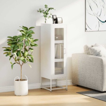 vidaXL Highboard Λευκό 36x39x123cm από χάλυβα ψυχρής έλασης 1 τεμ.