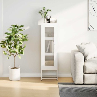 vidaXL Highboard Λευκό 36x39x123cm από χάλυβα ψυχρής έλασης 1 τεμ.