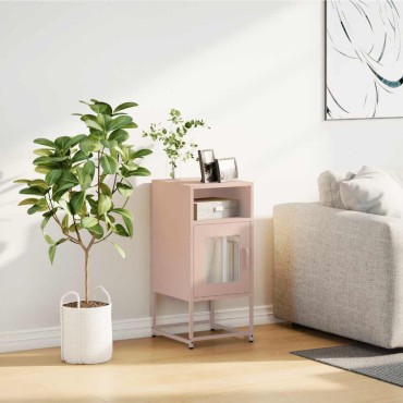 vidaXL Κομοδίνο ροζ 36x39x78cm από χάλυβα ψυχρής έλασης 1 τεμ.