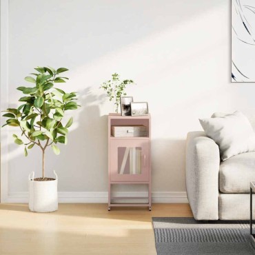 vidaXL Κομοδίνο ροζ 36x39x78cm από χάλυβα ψυχρής έλασης 1 τεμ.
