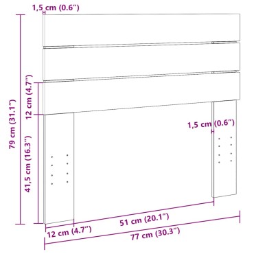 vidaXL κεφαλάρι μασίφ ξύλο δρυς 77x3x79 cm