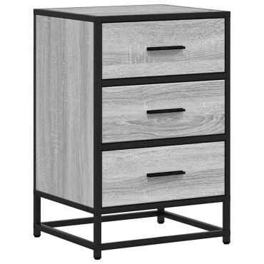 vidaXL Κομοδίνο Grey Sonoma Κατασκευασμένο ξύλο και μέταλλο 40x34,5x60 cm 1 τεμ.