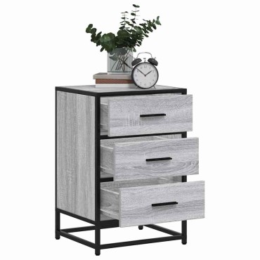 vidaXL Κομοδίνο Grey Sonoma Κατασκευασμένο ξύλο και μέταλλο 40x34,5x60 cm 1 τεμ.