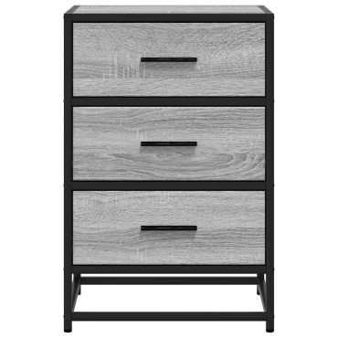 vidaXL Κομοδίνο Grey Sonoma Κατασκευασμένο ξύλο και μέταλλο 40x34,5x60 cm 1 τεμ.