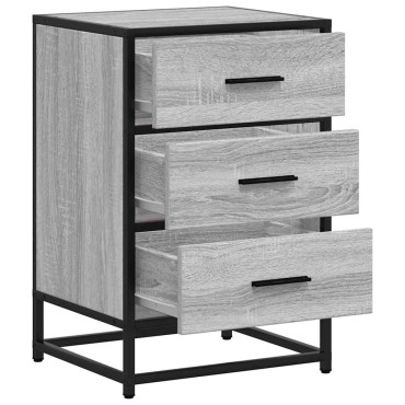 vidaXL Κομοδίνο Grey Sonoma Κατασκευασμένο ξύλο και μέταλλο 40x34,5x60 cm 1 τεμ.