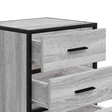 vidaXL Κομοδίνο Grey Sonoma Κατασκευασμένο ξύλο και μέταλλο 40x34,5x60 cm 1 τεμ.