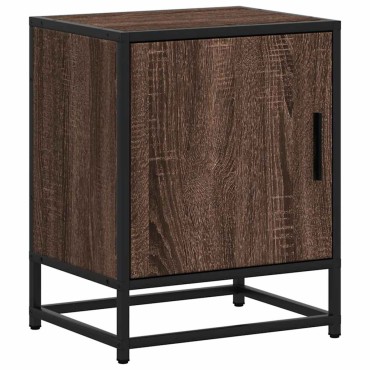vidaXL Κομοδίνο καφέ δρυς 40x31x50cm Κατασκευασμένο ξύλο και μέταλλο 1 τεμ.