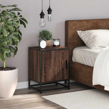 vidaXL Κομοδίνο καφέ δρυς 40x31x50cm Κατασκευασμένο ξύλο και μέταλλο 1 τεμ.