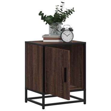 vidaXL Κομοδίνο καφέ δρυς 40x31x50cm Κατασκευασμένο ξύλο και μέταλλο 1 τεμ.