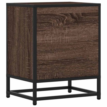 vidaXL Κομοδίνο καφέ δρυς 40x31x50cm Κατασκευασμένο ξύλο και μέταλλο 1 τεμ.