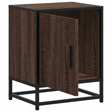 vidaXL Κομοδίνο καφέ δρυς 40x31x50cm Κατασκευασμένο ξύλο και μέταλλο 1 τεμ.