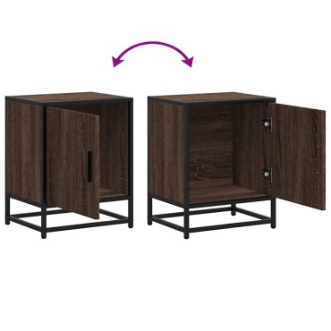 vidaXL Κομοδίνο καφέ δρυς 40x31x50cm Κατασκευασμένο ξύλο και μέταλλο 1 τεμ.