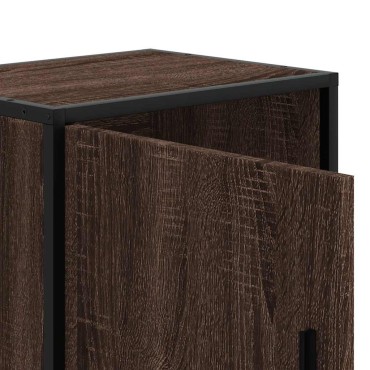 vidaXL Κομοδίνο καφέ δρυς 40x31x50cm Κατασκευασμένο ξύλο και μέταλλο 1 τεμ.