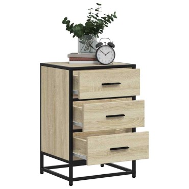 vidaXL Κομοδίνο Sonoma Oak Κατασκευασμένο ξύλο και μέταλλο 40x34,5x60 cm 1 τεμ.