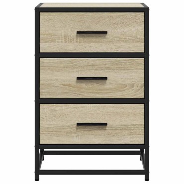 vidaXL Κομοδίνο Sonoma Oak Κατασκευασμένο ξύλο και μέταλλο 40x34,5x60 cm 1 τεμ.