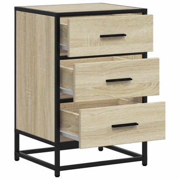 vidaXL Κομοδίνο Sonoma Oak Κατασκευασμένο ξύλο και μέταλλο 40x34,5x60 cm 1 τεμ.