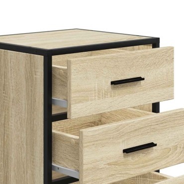 vidaXL Κομοδίνο Sonoma Oak Κατασκευασμένο ξύλο και μέταλλο 40x34,5x60 cm 1 τεμ.