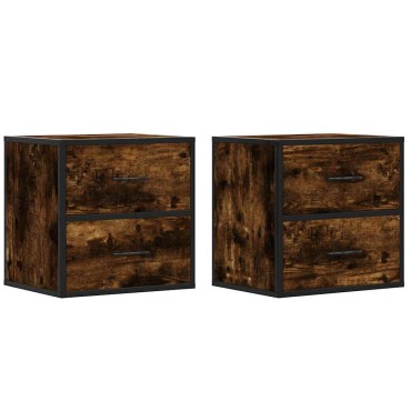 vidaXL Επίτοιχα κομοδίνα 2 τεμ. καπνιστή δρυς 40x31x39,5cm
