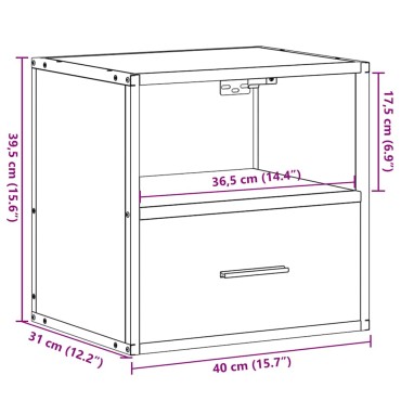 vidaXL Επίτοιχα κομοδίνα 2 τεμ. καφέ δρυς 40x31x39,5cm