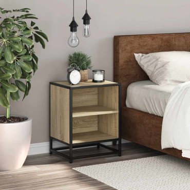vidaXL Κομοδίνο Sonoma Oak 40x31x50cm Κατασκευασμένο ξύλο και μέταλλο 1 τεμ.