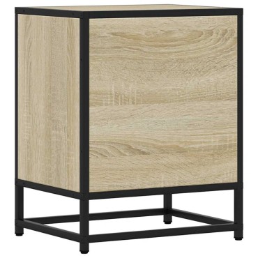 vidaXL Κομοδίνο Sonoma Oak 40x31x50cm Κατασκευασμένο ξύλο και μέταλλο 1 τεμ.